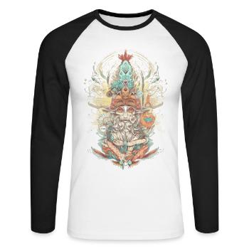 Trippy Shaman - T-shirt baseball manches longues Homme - blanc/noir - Devant - Nik (191cm)
