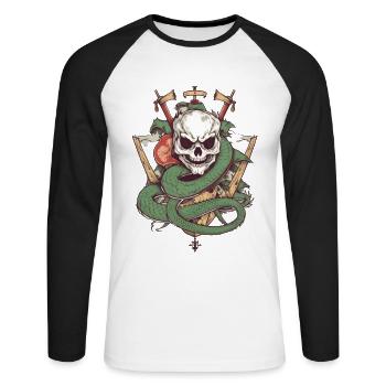 Dragon Pirate Flag - T-shirt baseball manches longues Homme - blanc/noir - Devant - Nik (191cm)