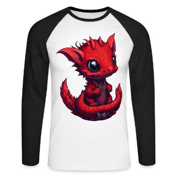 Baby Dragon - Unisex Baseballshirt langarm - Weiß/Schwarz - Vorne - Nik (191cm)