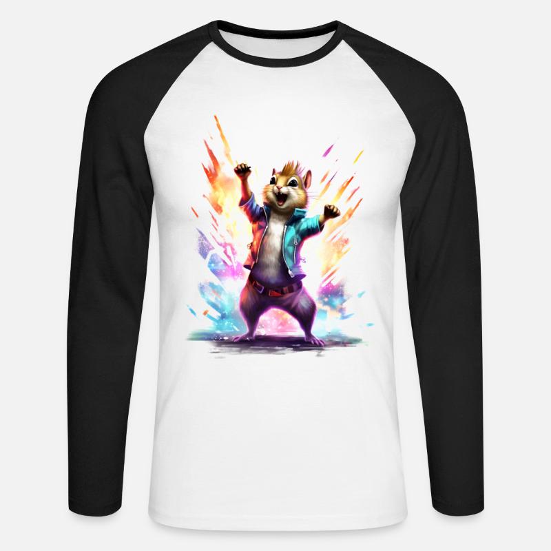 Party Eichhörnchen - Unisex Baseballshirt langarm - Weiß/Schwarz