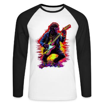 Guitar playing monkey - Unisex Long Sleeve Baseball T-Shirt - white/black - Front - Nik (191cm)
