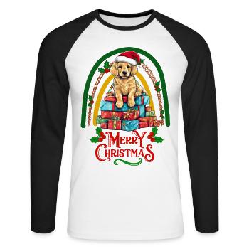 Golden Retriever Christmas - Unisex Long Sleeve Baseball T-Shirt - white/black - Front - Nik (191cm)