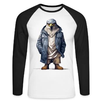 Graffiti de faucon. Style de rue prédateur. - T-shirt baseball manches longues Homme - blanc/noir - Devant - Nik (191cm)