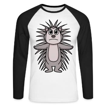 Porc-épic triste - Porc-épic triste - T-shirt baseball manches longues Homme - blanc/noir - Devant - Nik (191cm)