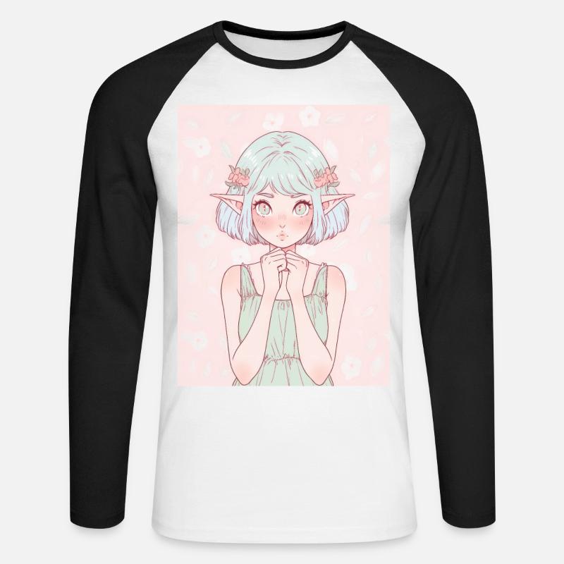 Anime, Mädchen, Geschenk - Unisex Baseballshirt langarm - Weiß/Schwarz
