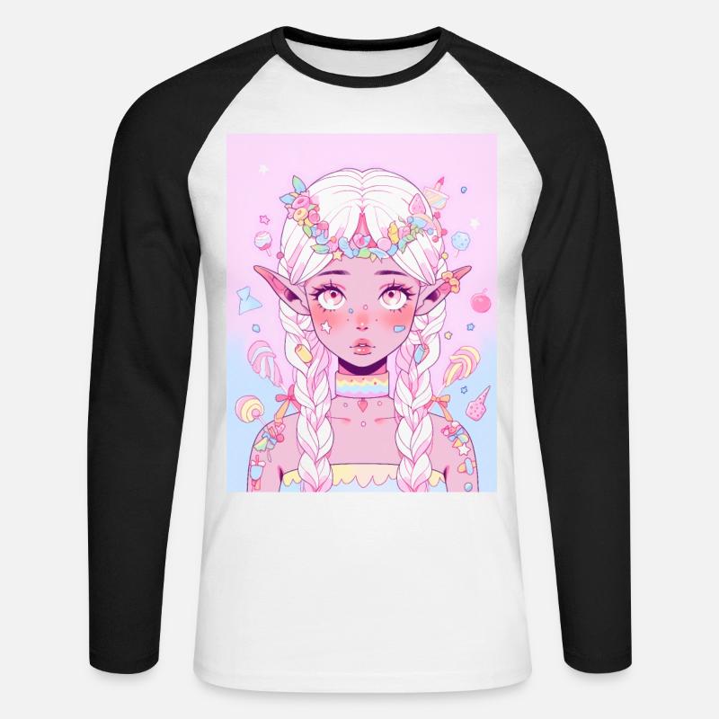 Anime Mädchen Geschenk - Unisex Baseballshirt langarm - Weiß/Schwarz