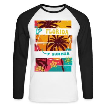 Florida USA Miami America Summer Palm Trees Beach - Unisex Long Sleeve Baseball T-Shirt - white/black - Front - Nik (191cm)