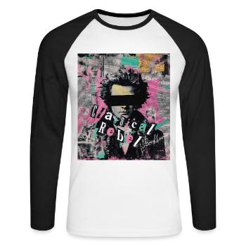Beethoven Classique rebelle Punk Art Collage - T-shirt baseball manches longues Homme - blanc/noir - Devant - Nik (191cm)