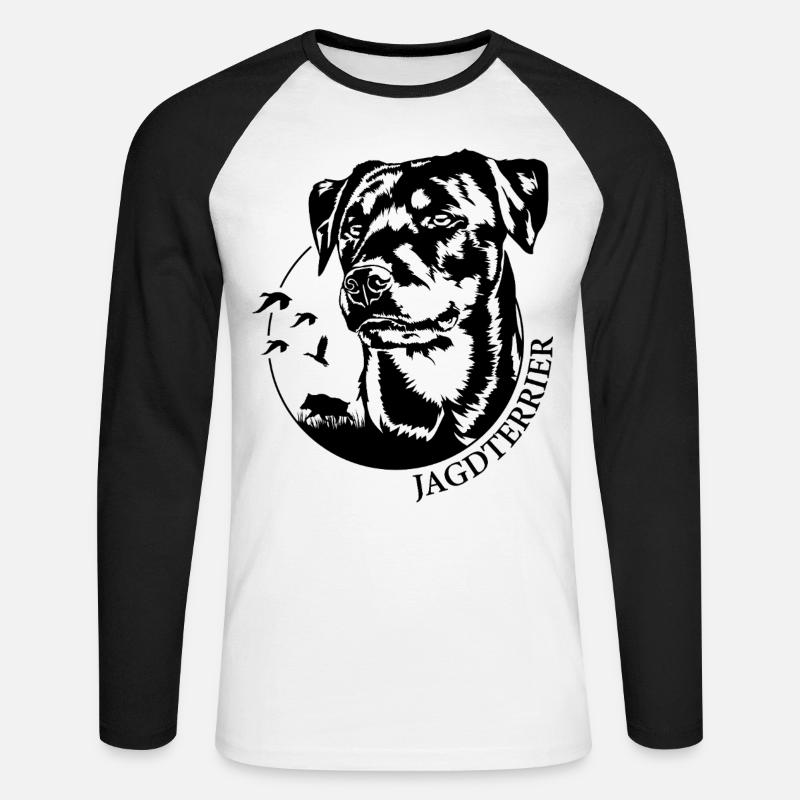 Jagdterrier Jagdhunde Jagdhund Hunde Wilsigns - Unisex Baseballshirt langarm - Weiß/Schwarz