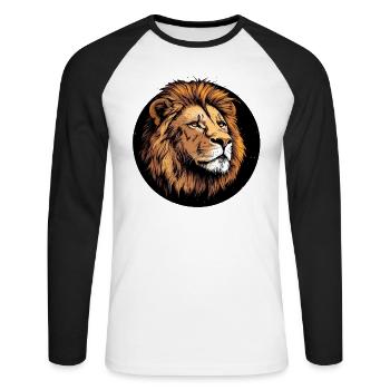 Majestic lion's head - Unisex Long Sleeve Baseball T-Shirt - white/black - Front - Nik (191cm)