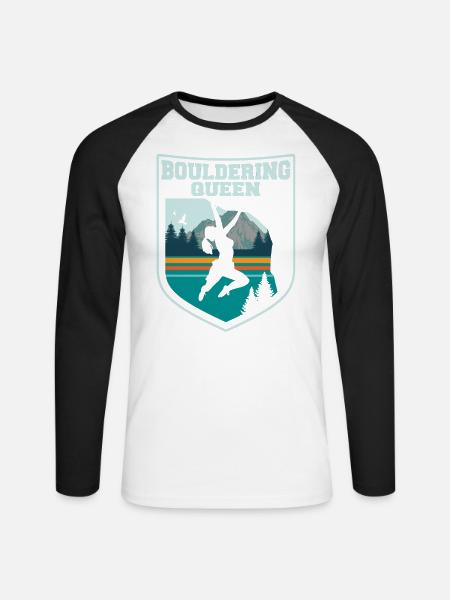 Bouldering - Unisex Long Sleeve Baseball T-Shirt - white/black