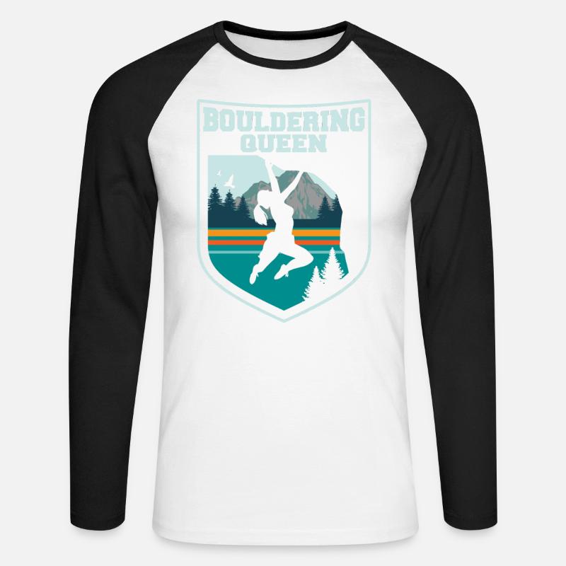 Bouldern - Unisex Baseballshirt langarm - Weiß/Schwarz