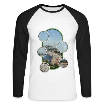 Naples Naples Italie Ville Skyline Vacances Amour - T-shirt baseball manches longues Homme - blanc/noir - Devant - Nik (191cm)