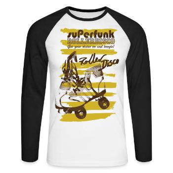 Superfunk Roller Disco - T-shirt baseball manches longues Homme - blanc/noir - Devant - Nik (191cm)