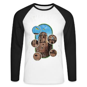 Heidelberg Deutschland Stadt Skyline Heimat Liebe - Unisex Baseballshirt langarm - Weiß/Schwarz - Vorne - Nik (191cm)