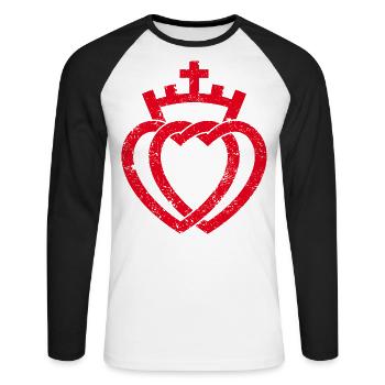 Herzen - VINTAGE / Pays-de-la-Loire - Unisex Baseballshirt langarm - Weiß/Schwarz - Vorne - Nik (191cm)