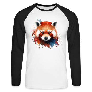 Cute red panda colorful for red panda lovers - Unisex Long Sleeve Baseball T-Shirt - white/black - Front - Nik (191cm)