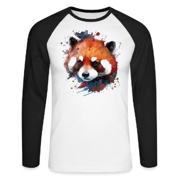Cute red panda colorful for red panda lovers - Unisex Long Sleeve Baseball T-Shirt - white/black - Front - Nik (191cm)