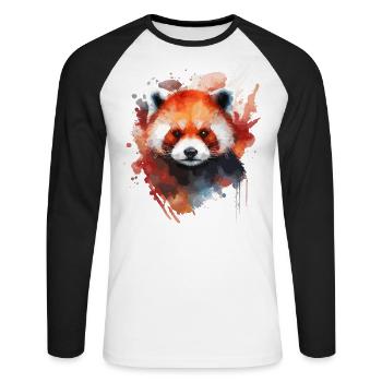 Cute red panda colorful for red panda lovers - Unisex Long Sleeve Baseball T-Shirt - white/black - Front - Nik (191cm)