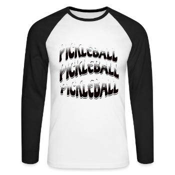 Pickleball Outdoor Game for Men and Women - Unisex Long Sleeve Baseball T-Shirt - white/black - Front - Nik (191cm)