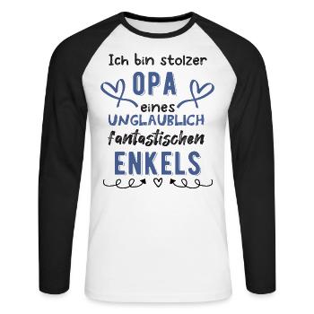 Stolzer Opa - Unisex Baseballshirt langarm - Weiß/Schwarz - Vorne - Nik (191cm)