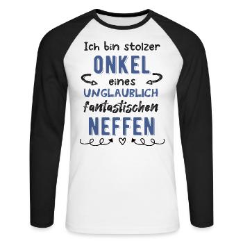 Stolzer Onkel Neffe - Unisex Baseballshirt langarm - Weiß/Schwarz - Vorne - Nik (191cm)