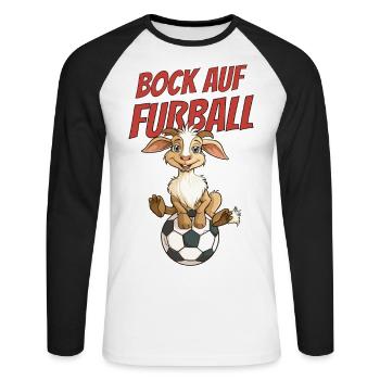 Drôle Humour Jeux de mots Football Football - T-shirt baseball manches longues Homme - blanc/noir - Devant - Nik (191cm)