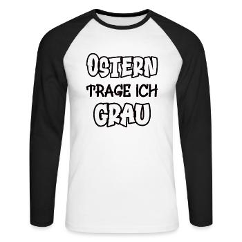 Pasen Ik draag grijs en zeg kleur grijs - Mannen baseballshirt lange mouw - wit/zwart - Voor - Nik (191cm)