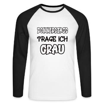 Les jeudis je porte du gris Dire Couleur gris - T-shirt baseball manches longues Homme - blanc/noir - Devant - Nik (191cm)