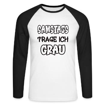 Saturdays I wear gray Saying Color gray - Unisex Long Sleeve Baseball T-Shirt - white/black - Front - Nik (191cm)