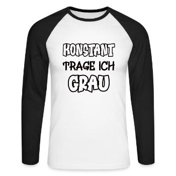 Konstant trage ich grau Spruch Farbe grau - Unisex Baseballshirt langarm - Weiß/Schwarz - Vorne - Nik (191cm)