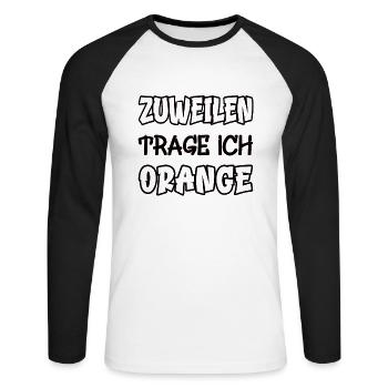 Parfois, je porte de l’orange en disant couleur orange - T-shirt baseball manches longues Homme - blanc/noir - Devant - Nik (191cm)
