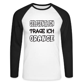 De temps en temps, je porte de l’orange en disant couleur orange - T-shirt baseball manches longues Homme - blanc/noir - Devant - Nik (191cm)