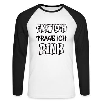 Faktisch trage ich pink Spruch Farbe pink - Unisex Baseballshirt langarm - Weiß/Schwarz - Vorne - Nik (191cm)