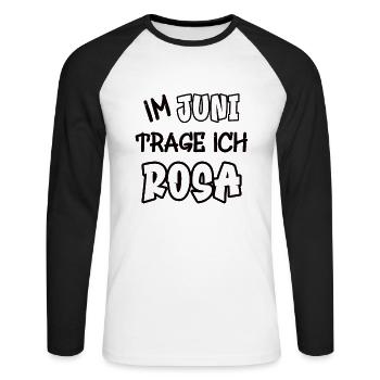 In June I wear pink saying color pink - Unisex Long Sleeve Baseball T-Shirt - white/black - Front - Nik (191cm)