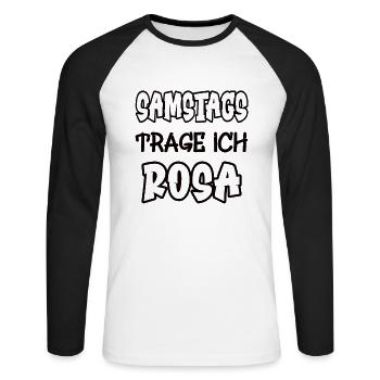 On Saturdays I wear pink saying color pink - Unisex Long Sleeve Baseball T-Shirt - white/black - Front - Nik (191cm)