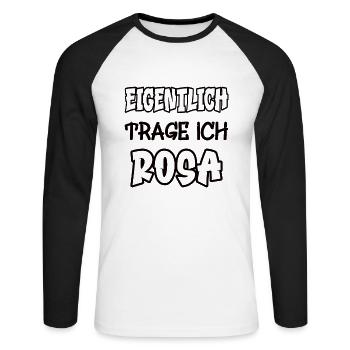 Actually, I wear pink saying color pink - Unisex Long Sleeve Baseball T-Shirt - white/black - Front - Nik (191cm)