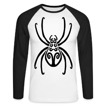 Araignée noire - T-shirt baseball manches longues Homme - blanc/noir - Devant - Nik (191cm)