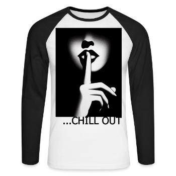 Chill Out - Unisex Baseballshirt langarm - Weiß/Schwarz - Vorne - Nik (191cm)