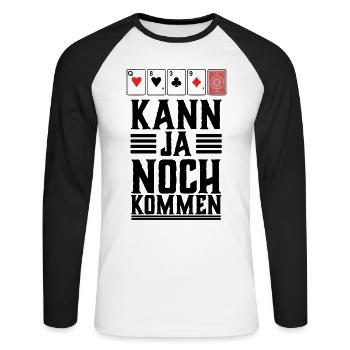 Poker chemise, peut encore venir - T-shirt baseball manches longues Homme - blanc/noir - Devant - Nik (191cm)