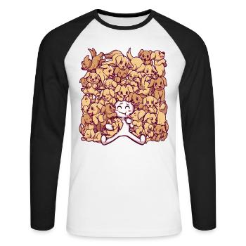 Lebensziele - Golden Labrador Retriever Hunde - Unisex Baseballshirt langarm - Weiß/Schwarz - Vorne - Nik (191cm)