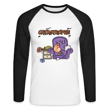 Cat disaster - Unisex Long Sleeve Baseball T-Shirt - white/black - Front - Nik (191cm)