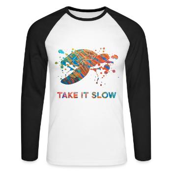 Perfektes, buntes, cooles Schildkrötenshirt Spruch - Unisex Baseballshirt langarm - Weiß/Schwarz - Vorne - Nik (191cm)