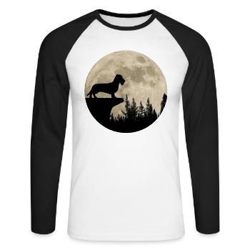 Dackel Rauhaar Teckel Dachshund Mond Geschenk - Unisex Baseballshirt langarm - Weiß/Schwarz - Vorne - Nik (191cm)