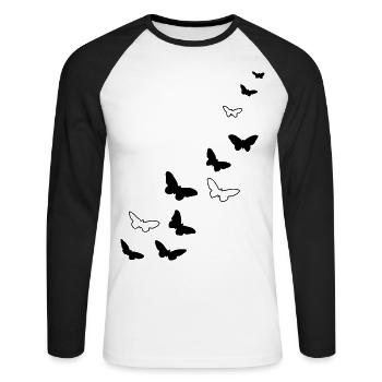Butterflies Free Warm Spring - Unisex Long Sleeve Baseball T-Shirt - white/black - Front - Nik (191cm)
