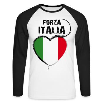 FORZA ITALIA - T-shirt baseball manches longues Homme - blanc/noir - Devant - Nik (191cm)
