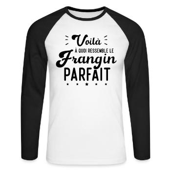 Voilà À Quoi Ressemble Le Frangin Parfait - T-shirt baseball manches longues Homme - blanc/noir - Devant - Nik (191cm)