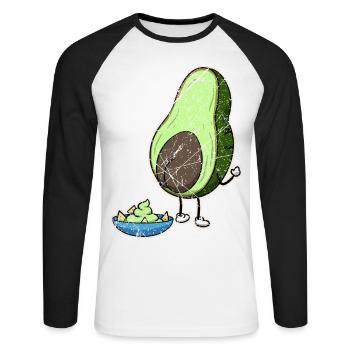 Vegan Vegetarian Avocado Sauce Dip I Gift - Unisex Long Sleeve Baseball T-Shirt - white/black - Front - Nik (191cm)