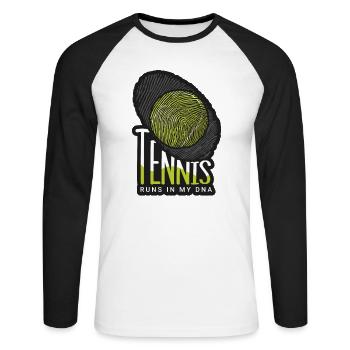 Joueur de tennis présent Tennis Club Coach Sport - T-shirt baseball manches longues Homme - blanc/noir - Devant - Nik (191cm)