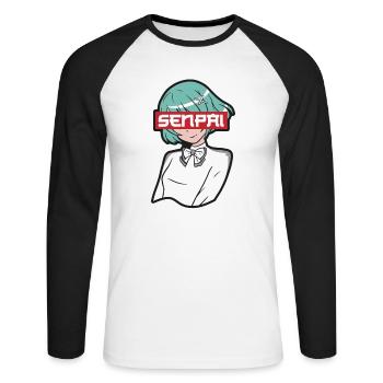 Anime Fan Present Japanese Cartoon Cosplay - Unisex Long Sleeve Baseball T-Shirt - white/black - Front - Nik (191cm)